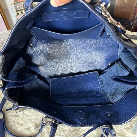 Balenciaga Mini Papier A4 Zip Around Tote Navy with Mirror - Picture 13 of 16